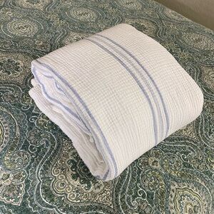 Threshold White and Blue Striped Throw gauze cotton Mediterranean